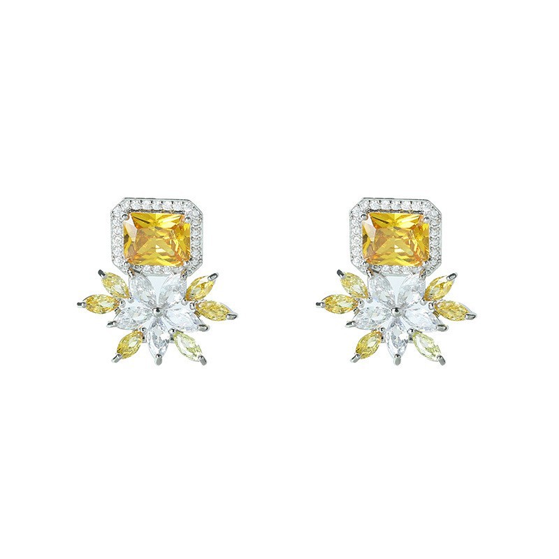 Small design elegant retro earrings with zircon