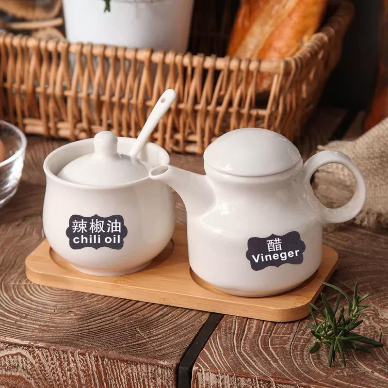 Банка для масла чили, чистая белая банка для ресторана, керамическая банка для приправ, банка для приправ, коробка для приправ, банка для соли, горшок для уксуса, набор бутылок для уксуса