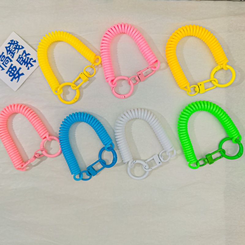 Spring Rope N57 Spring Rope Keychain Painted Door Buckle Clip Anti-Lost Elastic Lanyard Colorful Gold Spring Rope