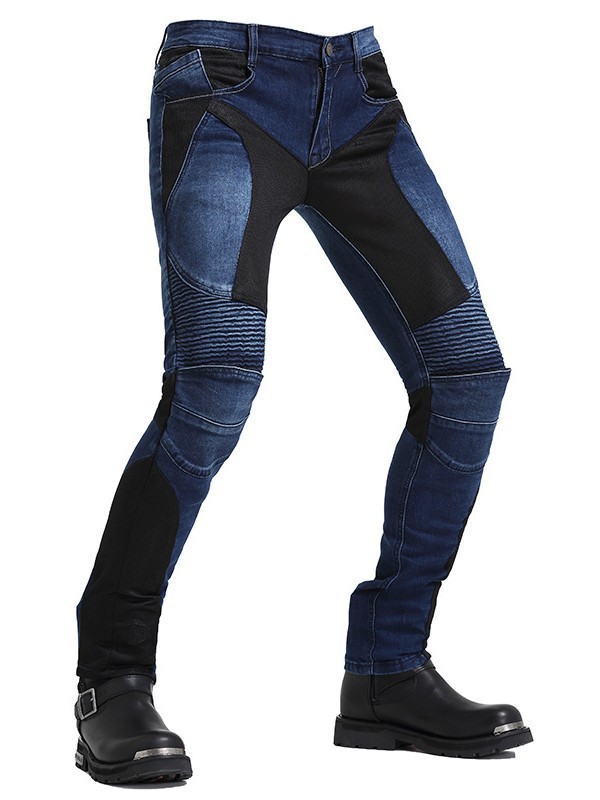 Pantalones vaqueros de la motocicleta de los hombres y las mujeres de verano de malla transpirable pantalones de la motocicleta pantalones de ciclismo al aire libre resistente a la caída CE de silicona equipo de protección