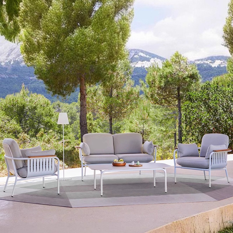 Sofá nórdico al aire libre mesa de té combinación terraza villa patio balcón al aire libre muebles impermeables y protectores solares