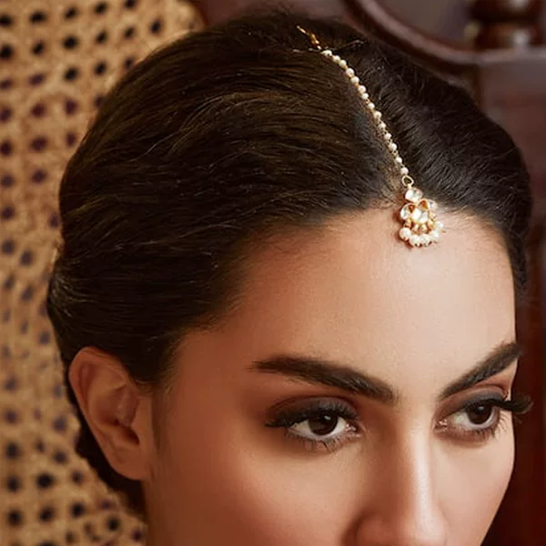 Aliexpress Hot Selling Pearl Pendant Hair Chain Simple Retro Traditional Indian Bridal Wedding Headdress Ethnic Style Forehead Ornament