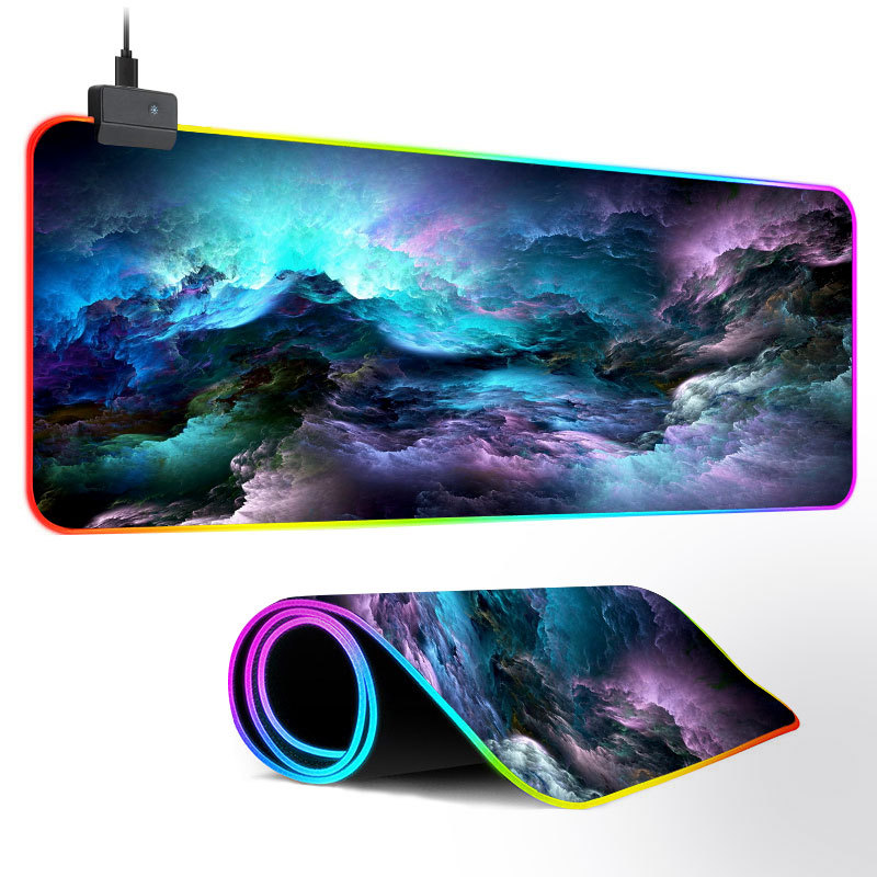 Pad de ratón LED personalizado RGB juego de gran tamaño colorido lámpara de caballo de carreras tablero de teclado del ratón engrosado borde de bloqueo