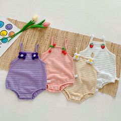 Korean Summer New Infant and Toddler Strap Bodysuit Summer Thin Backless Princess Hairy Dress for Girls Sleeveless Option