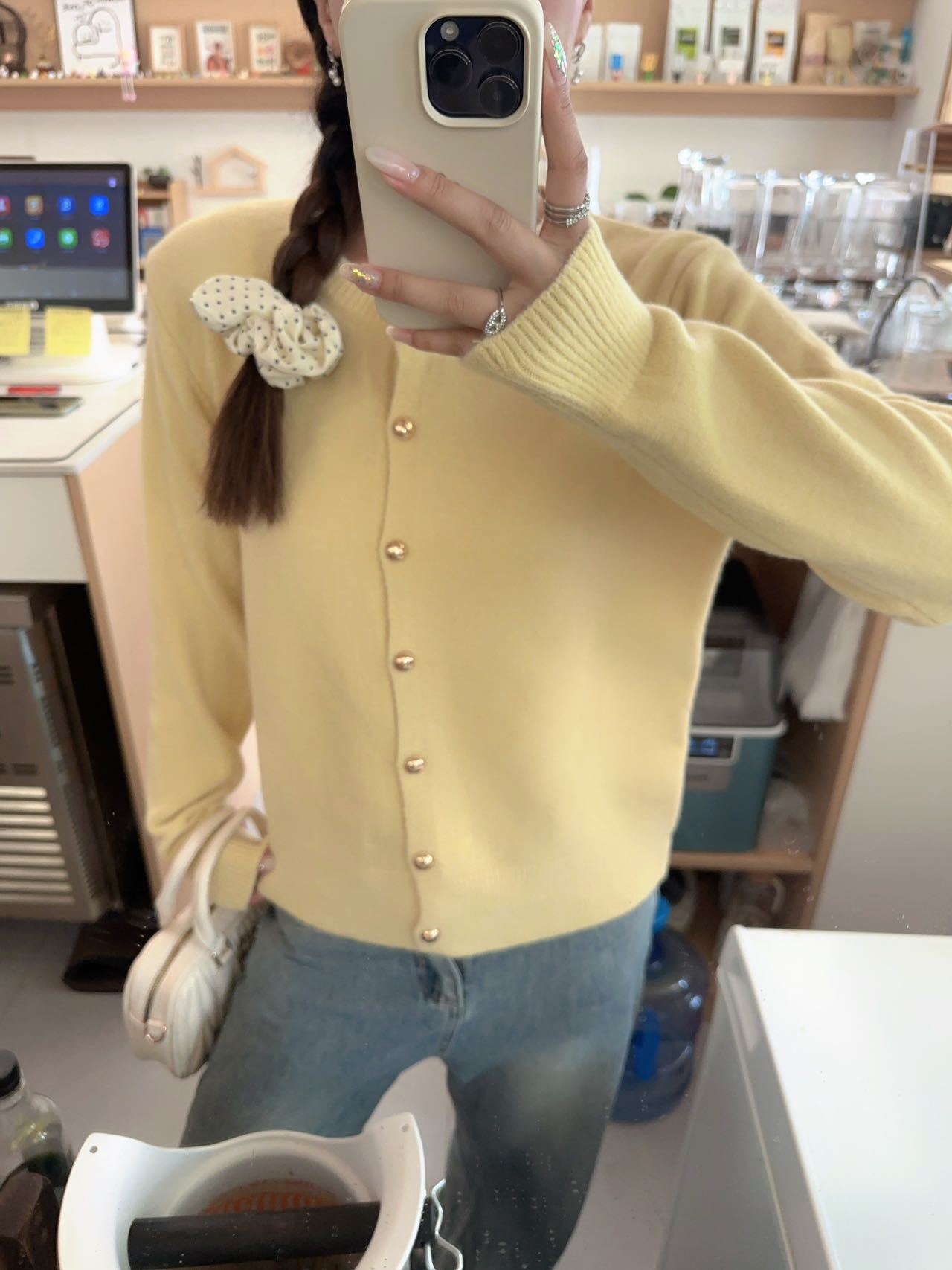 24 invierno Puyuan collar de pila multicolor suave jersey de punto cardigan abrigo
