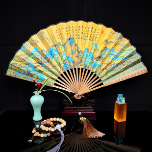 9寸18骨古玉竹节纸扇子定制折扇定做古风礼品扇子商务礼品中国风-阿里巴巴