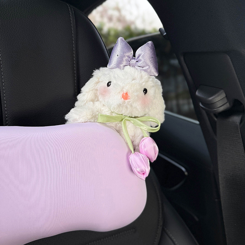 Car Headrest Neck Pillow Memory Foam Car Headrest Cute Rabbit Car Seat Pillow Cushion Car Lumbar Support
