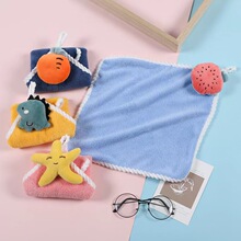 珊瑚绒擦手巾可挂式玩偶毛巾卫生间厨房卡通擦手小手帕擦手巾