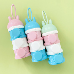 2024 New Cartoon Side-Opening Three-Layer PP Milk Powder Box Portable Rice Noodle Box Large Capacity Baby 3-Gate Milk Powder Can