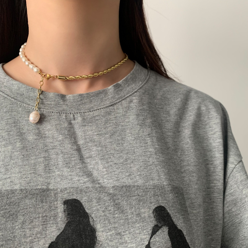 Shell, Metal Material Color Block Pattern Original Design Color Block Shell Metal Wholesale Necklace