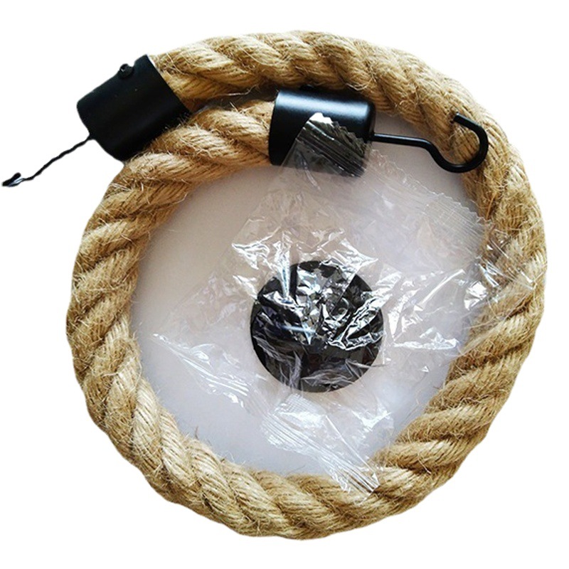 Titular de tejido libre de perforación tejido de algodón tejido a mano cuerda de cáñamo rollo de papel titular de la pared colgante de almacenamiento de baño de hierro toalla perchero