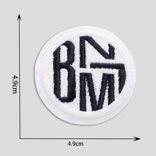 Factory Direct Sale Embroidered Fabric Sticker Black and White English Letter Heat Transfer Embroidery Label Fashion Accessories Shoes Hats Boxes and Bags Accessories Label