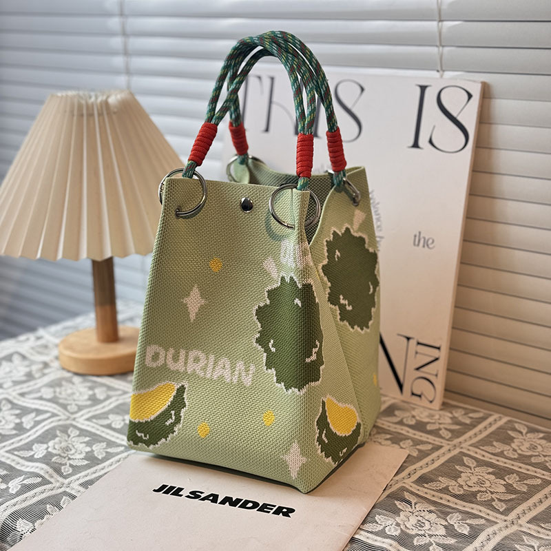 ニットハンドバッグ、ニッチデザインバケットバッグ、トートバッグ、ハンドバッグ、カジュアルで多用途なショルダーバッグ、ニットポータブルバッグ