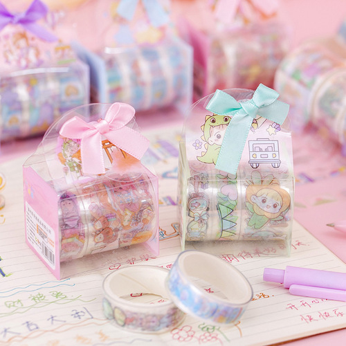 ins creative cartoon PET transparent handbook tape gift box set Children's Day gift student decoration material sticker