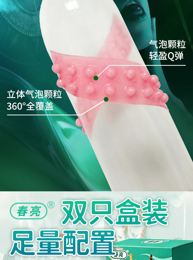 Water Dragon Textured Latex Condom Sleeve for Couples, Soft Spikes, Extended Wear — detail image 3