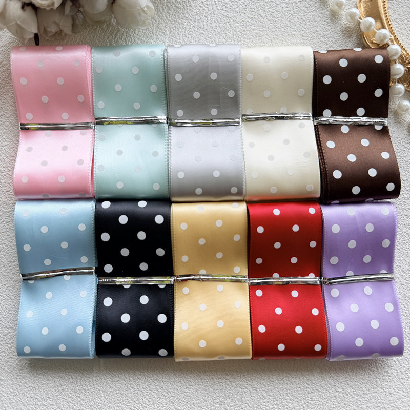 3.8Cm/38Mm 4-Row Polka Dot Ribbon, Handmade DIY Bow Hairpin Material, Corsage Accessories