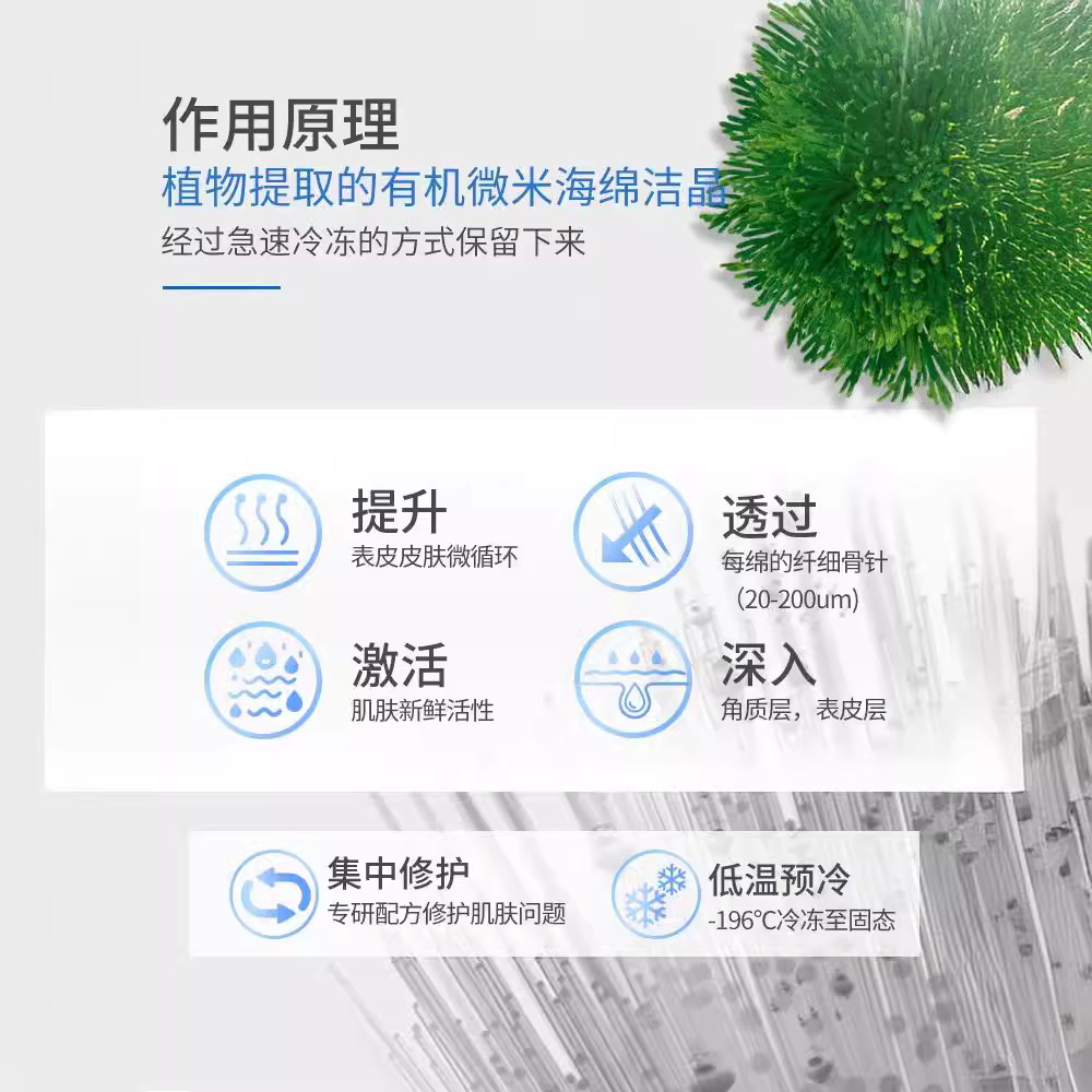 Beauty Salon Small Green Film Sponge Microneedle Kit 6 Times Facial Bone Needle Facial Acne Removal Seaweed Microcrystal Kit Wholesale