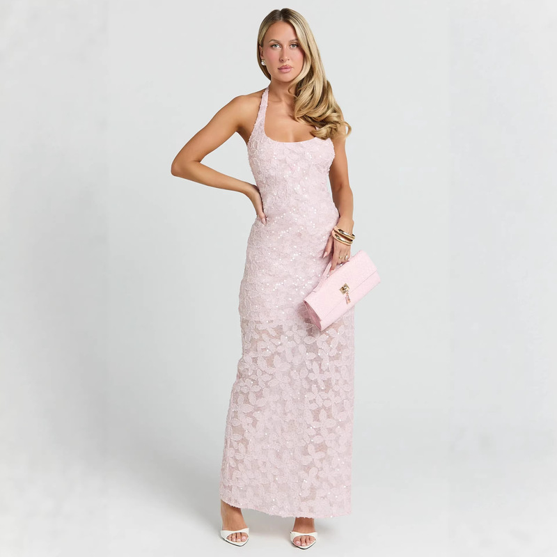2026 Cross-Border Amazon Ins Summer New Sexy Sequined Strapless Sleeveless Party Dress Personalized Long Dress