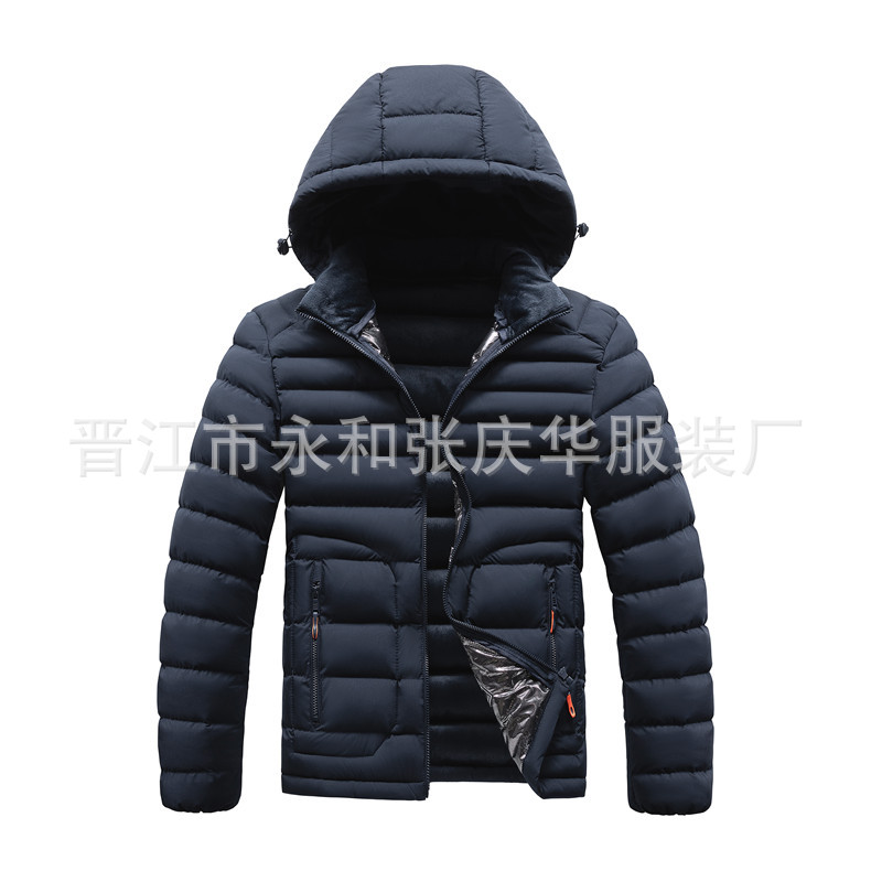 Transfronterizo abrigo de costilla elástica de cuatro lados para hombres forrado de lana engrosado abrigo de algodón acolchado con capucha abrigo de algodón acolchado raqueta algodón europeo y americano Comercio exterior al por mayor