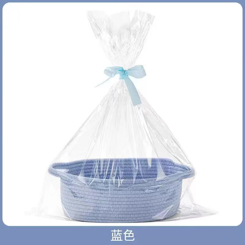 厂家直供新款手提收纳筐棉绳编织椭圆礼品篮杂物书籍收纳筐大容量|undefined