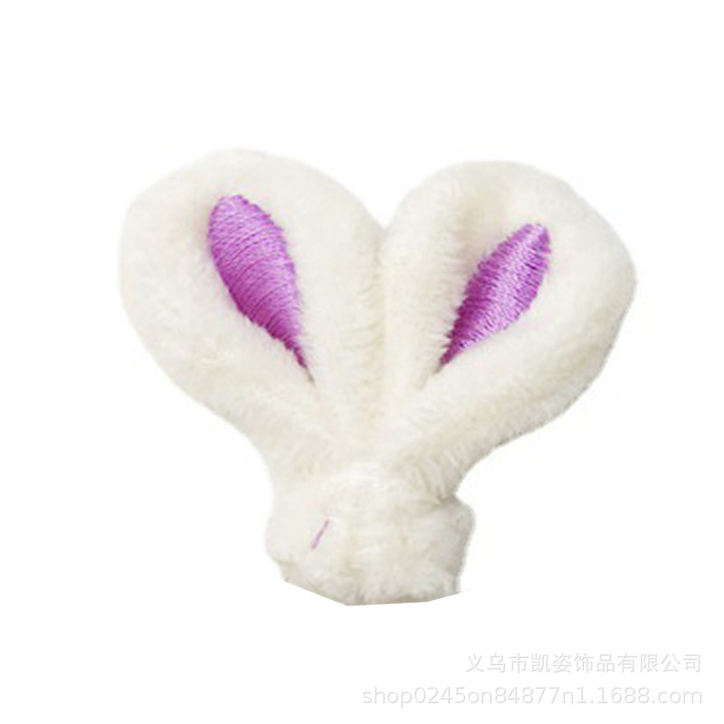 En stock pelo recto piel Orejas de conejo bordado accesorios calcetines muñeca accesorios para el cabello anillo de felpa accesorios lindos orejas