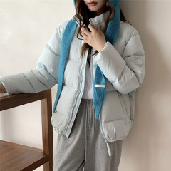 90白鸭绒高蓬松羽绒面包服女2025冬季时尚袖标宽松情侣面包服外套