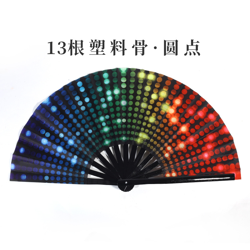 Inventario de 33 cm gran ventilador de plástico hueso ventilador publicitario patrón personalizado Amazon europeo 10 pulgadas ventilador kung fu
