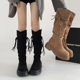 Brown Retro but Knee Thick Bottom Boots Women's 2024 New Spring and Autumn Maillard Heightened Slim Knight Boots