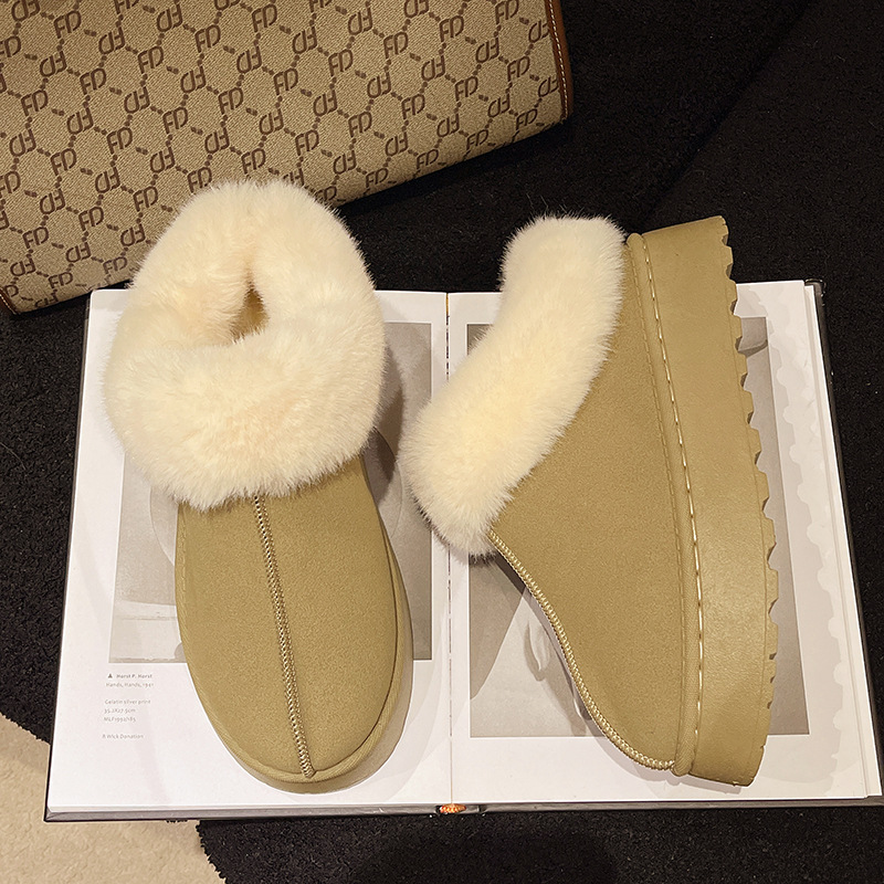 Stivali da neve caldi con suola spessa da donna, pelliccia calda e spessa, scarpe comode e soffici_voghion.com
