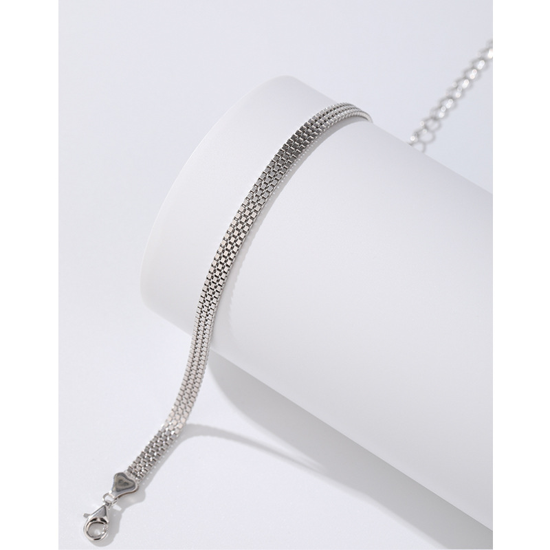 Pulseras de cadena de caja de plata 925 mujeres de verano nicho de moda coreana simple de alta calidad pulseras de plata joyas de brazalete