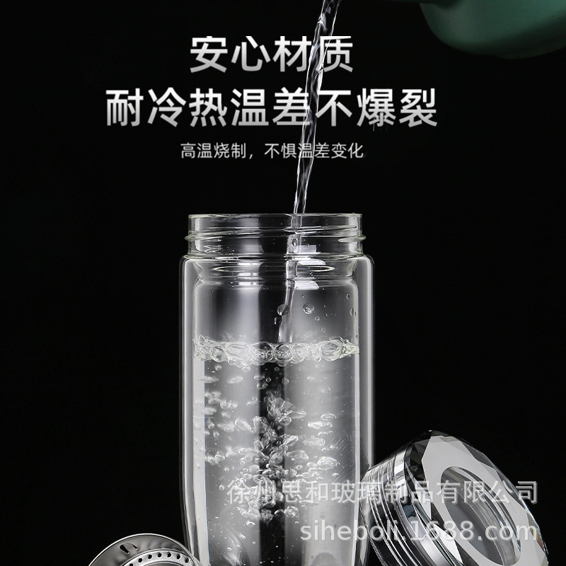 双层鹅蛋杯高硼硅玻璃茶水分离杯商务车载防烫泡茶杯子办公室水杯|undefined