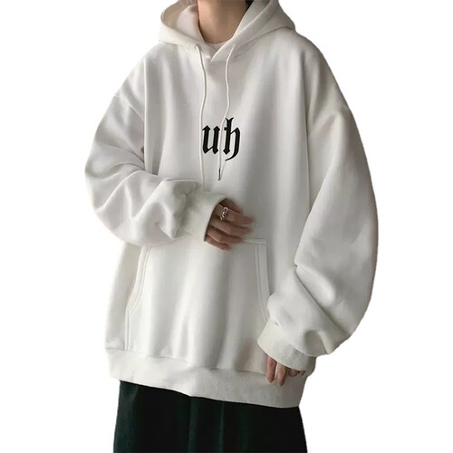 Beanie Hoodie Men Winter Vintage American Retro Loose Fleece Thick Streetwear Brand Large Size Outerwear Trend