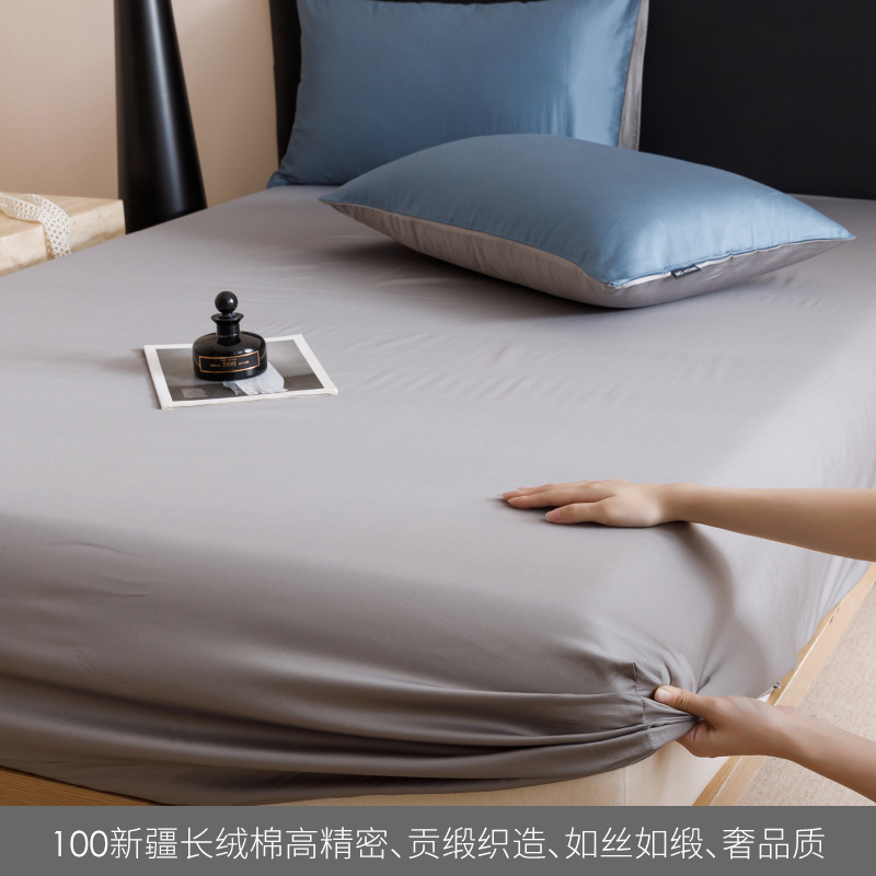 Alta gama de 100 camisas de cama de algodón largo algodón una sola pieza de color sólido tributo satin algodón cubierta de cama de tres piezas