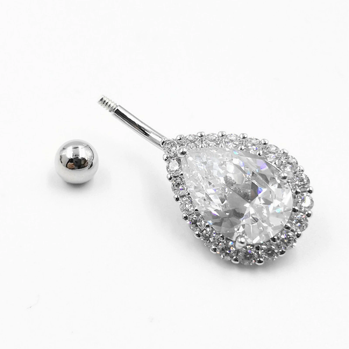 Physiological fashionable belly button piercing drop-shaped with zircon, European style