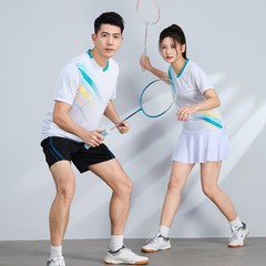 卸売り速乾バドミントン服上着男女半袖卓球バレーボール服通気性ユニホーム試合ユニフォーム印刷
