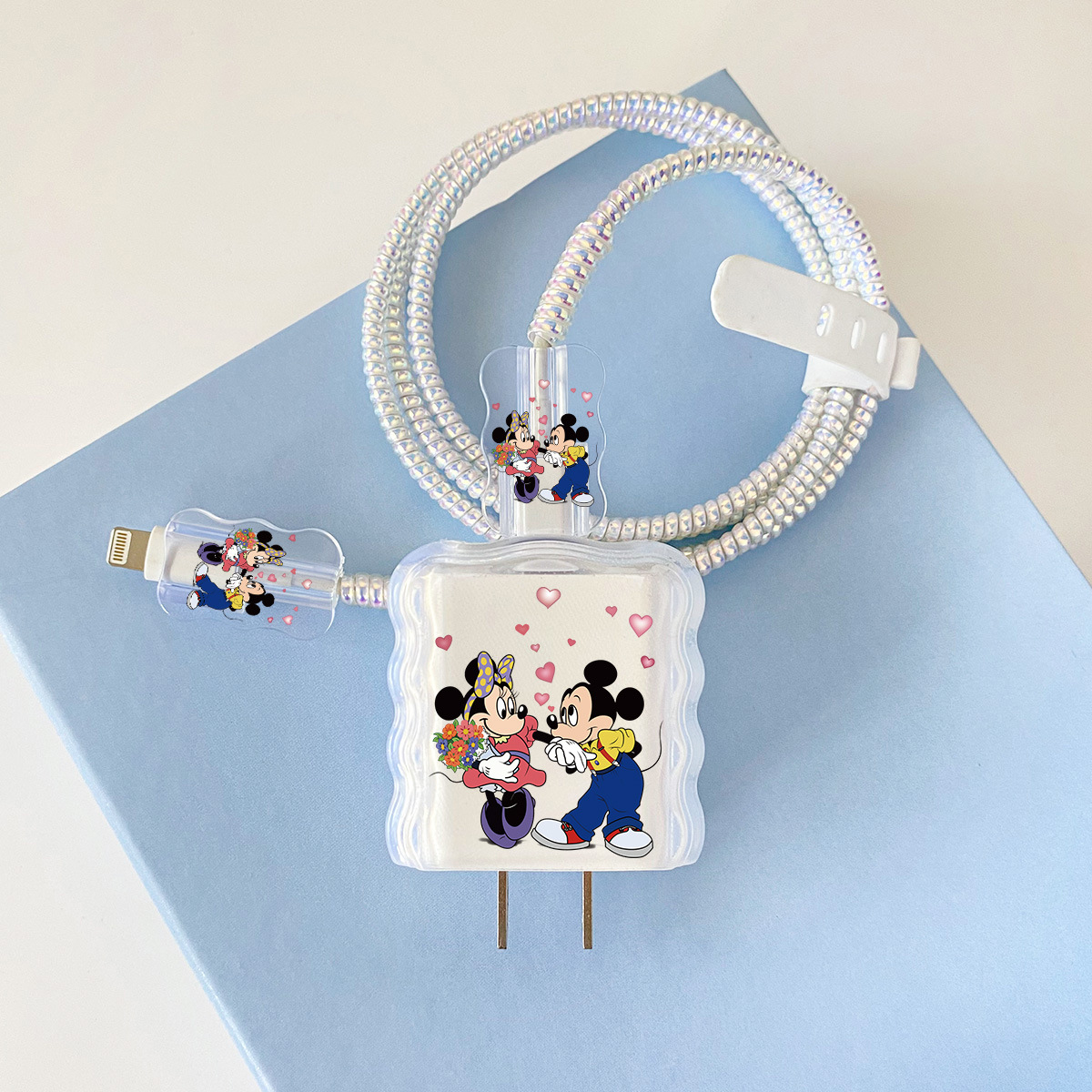 Apple 20w-YT1008 Dancing Mickey Minnie-오버레이 헤드기어+웨이브 와이어 클립+1m 레이저 화이트 로프+화이트 스트랩