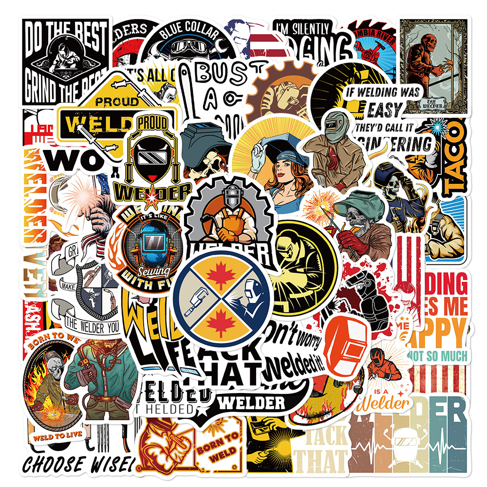 50 만화 용접기 낙서 스티커 기타 노트북 수하물 DIY 스티커 스케이트 보드 장식 스티커