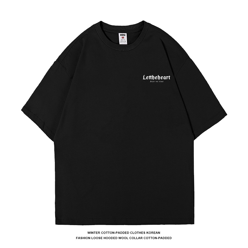 Short-Sleeved T-Shirt Men's 7A Antibacterial Summer New Fashion Brand Trendy Ins Pure Cotton Loose White T-Shirt Round Neck Half-Sleeved Top