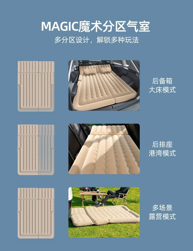 Car inflatable bed, in-car sleeping gadget, SUV rear trunk leveling pad, air mattress, camping mattress