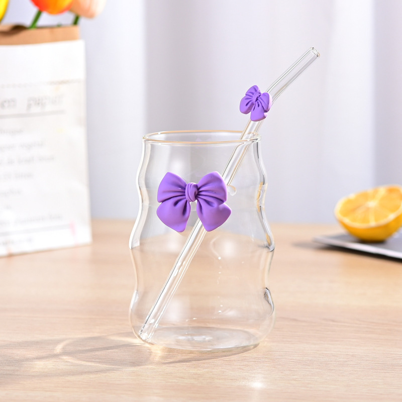 Taza en espiral Taza de bebida fría regordeta Taza de té con leche Taza de nube Taza de vidrio de café con pajita Taza de jugo de borosilicato alto