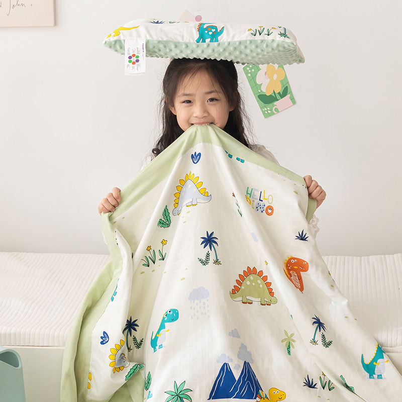 Clase A manta para bebés y niños edredón fresco de verano de algodón jardín de infantes siesta edredón fino manta de aire acondicionado para niños hilo de doble capa edredón fresco de verano