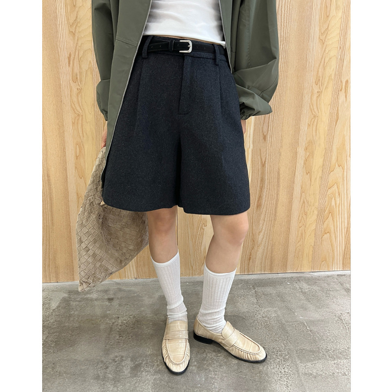 T-Platform 2026 Spring Simple High-Waisted Wool Slimming Versatile Casual A-Line Shorts 83135