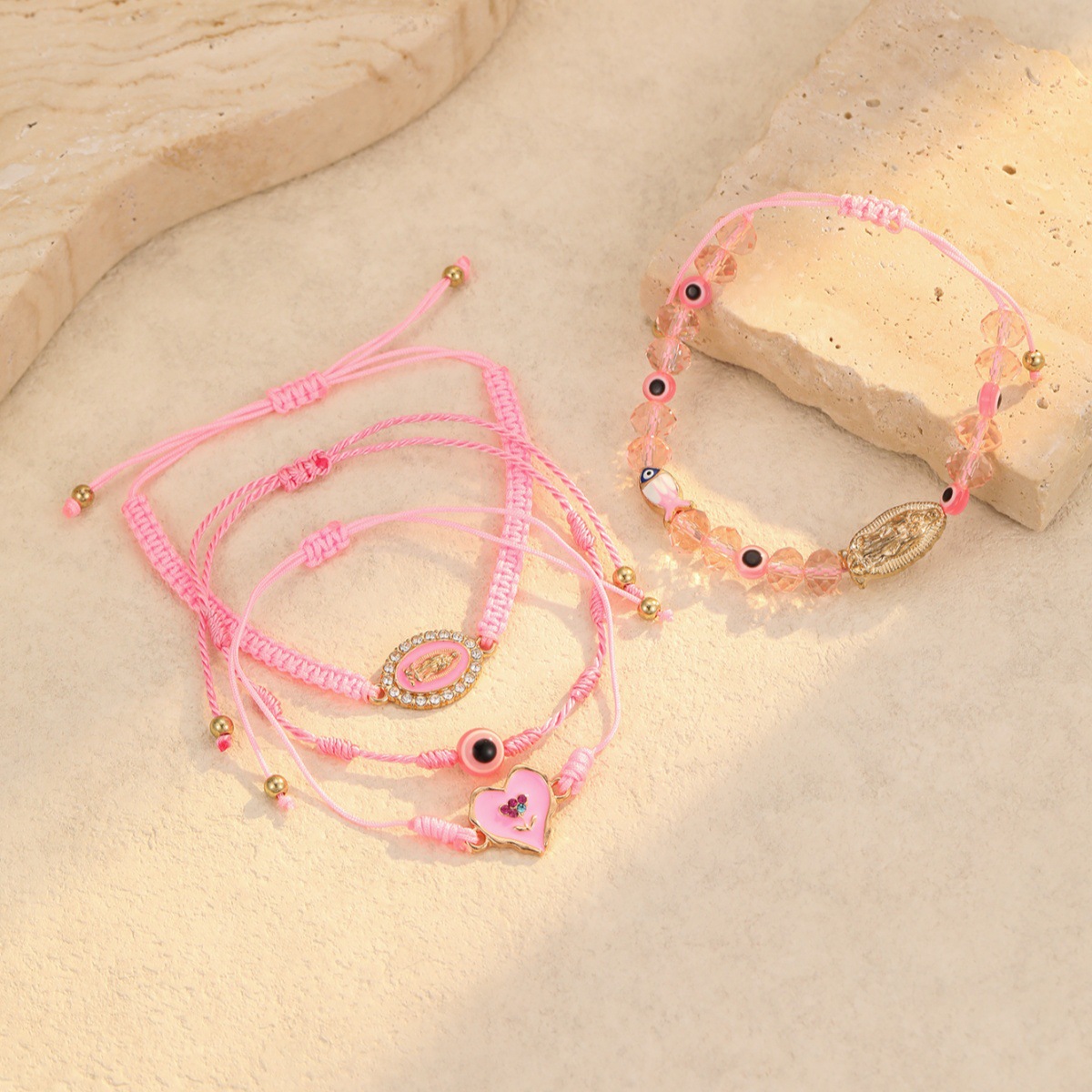 Vintage armband set med jungfru maria och öga 4 delar_voghion.com