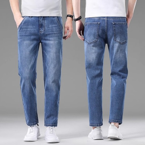 2025 New Summer High-End Petite Inseam Jeans for Men - Summer Thin Fit Straight Leg 9-Inch Pants for Men