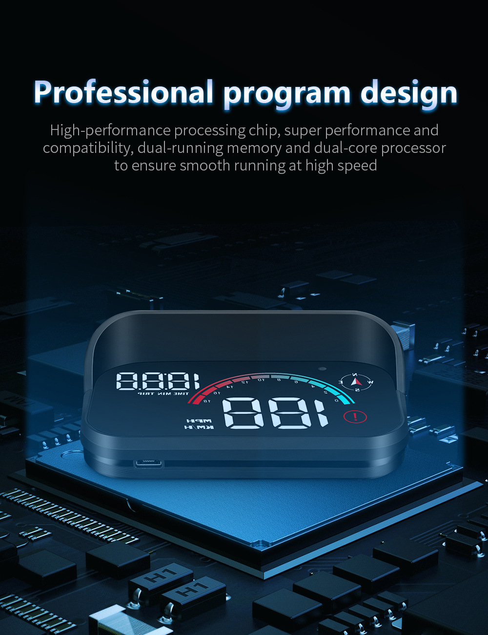 M22 Car-Mounted Hud Head-Up Display Universal for Cars, Beidou Satellite Speed Detector, Multifunctional Portable Screen