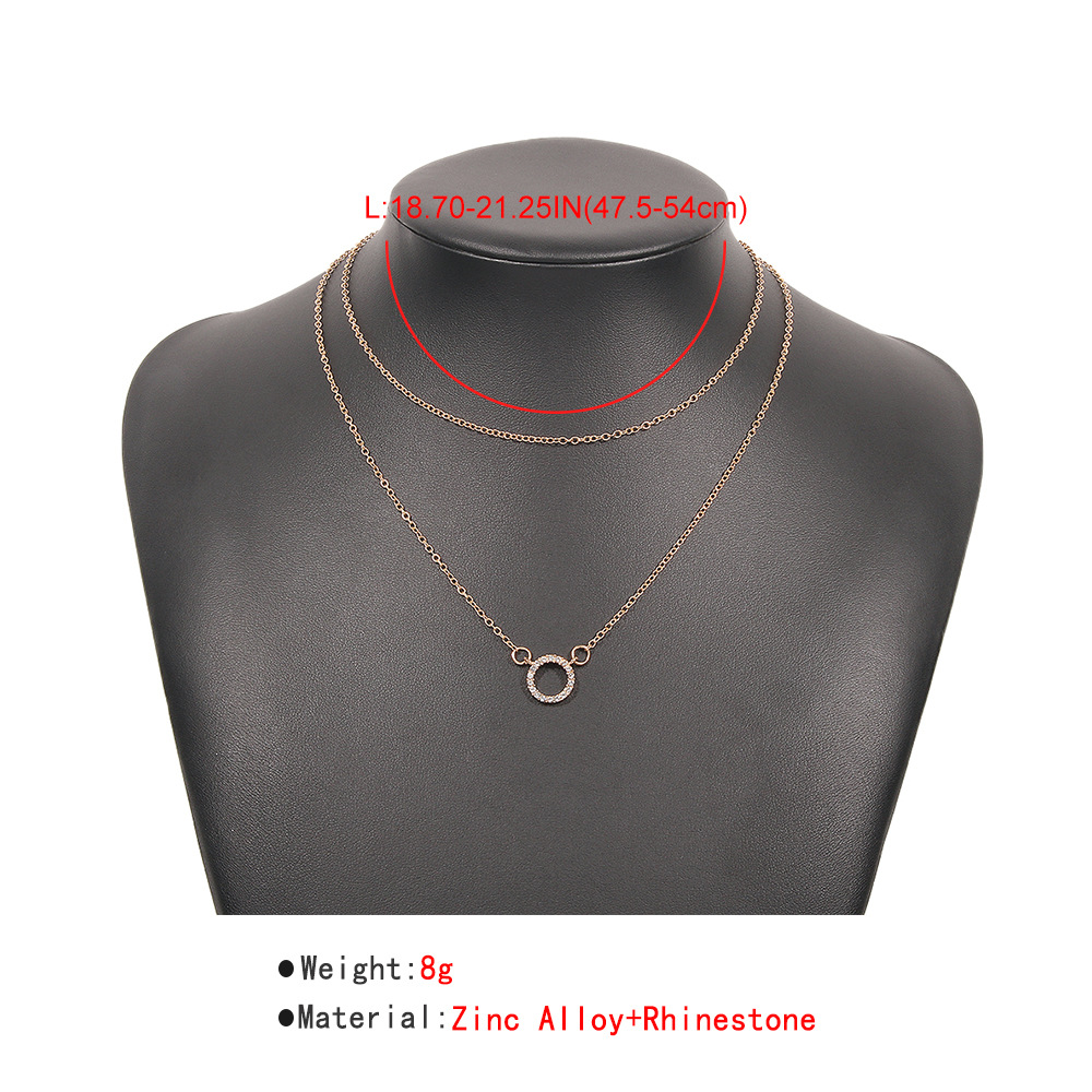 Simple Double Diamond Circle Necklace Wholesale Nihaojewelry display picture 5