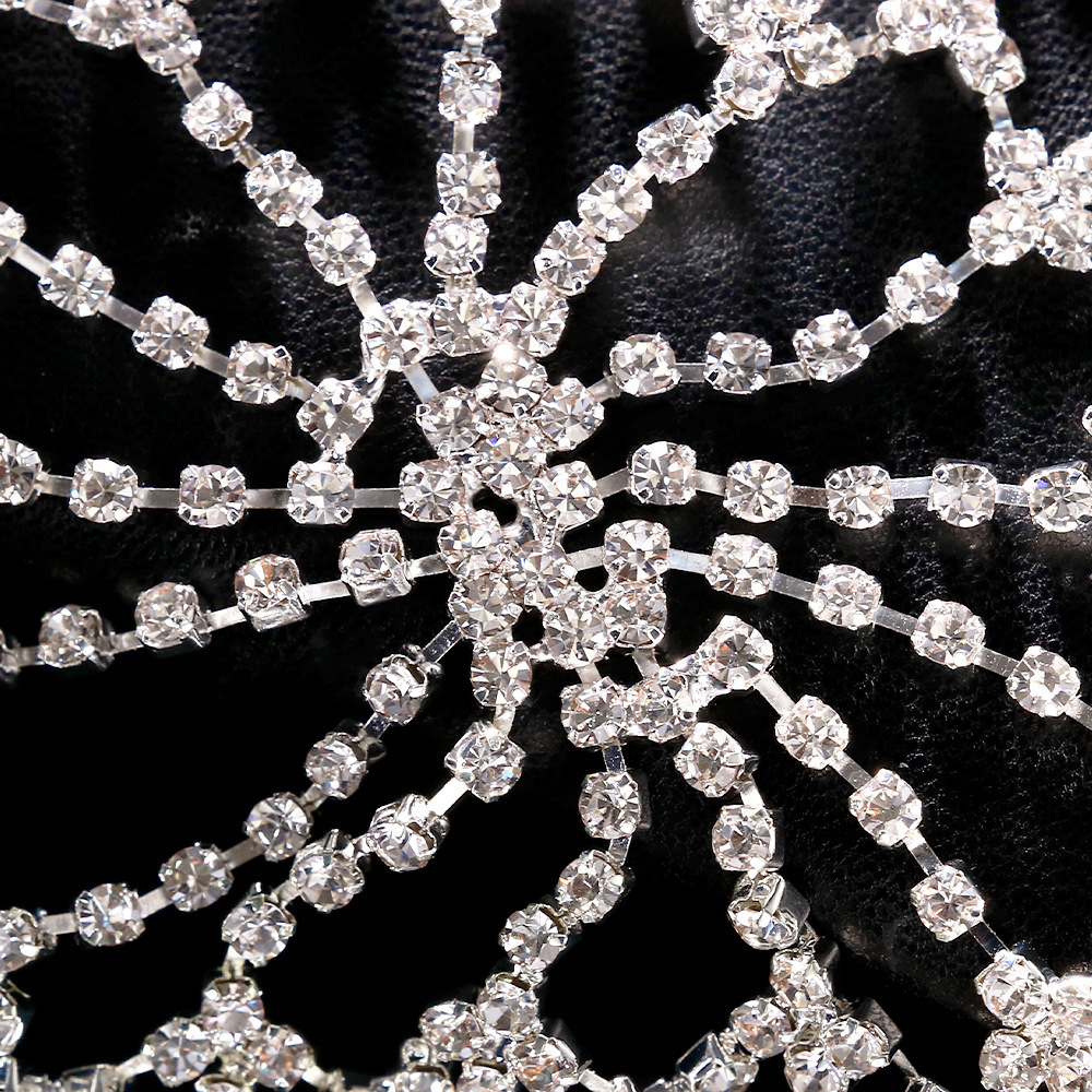 Tendencia europea y americana rhinestone diadema personalidad exagerada malla borla cadena del pelo accesorios de Halloween headwear