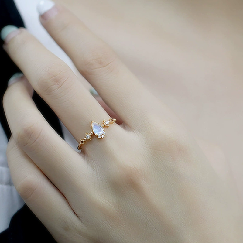 Fashionable sophisticated universal ring, moonstone, high-quality style