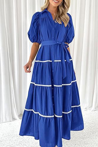 Frau Normales Kleid Einfacher Stil Ablehnen Kurzarm Einfarbig Midi-Kleid Täglich display picture 19