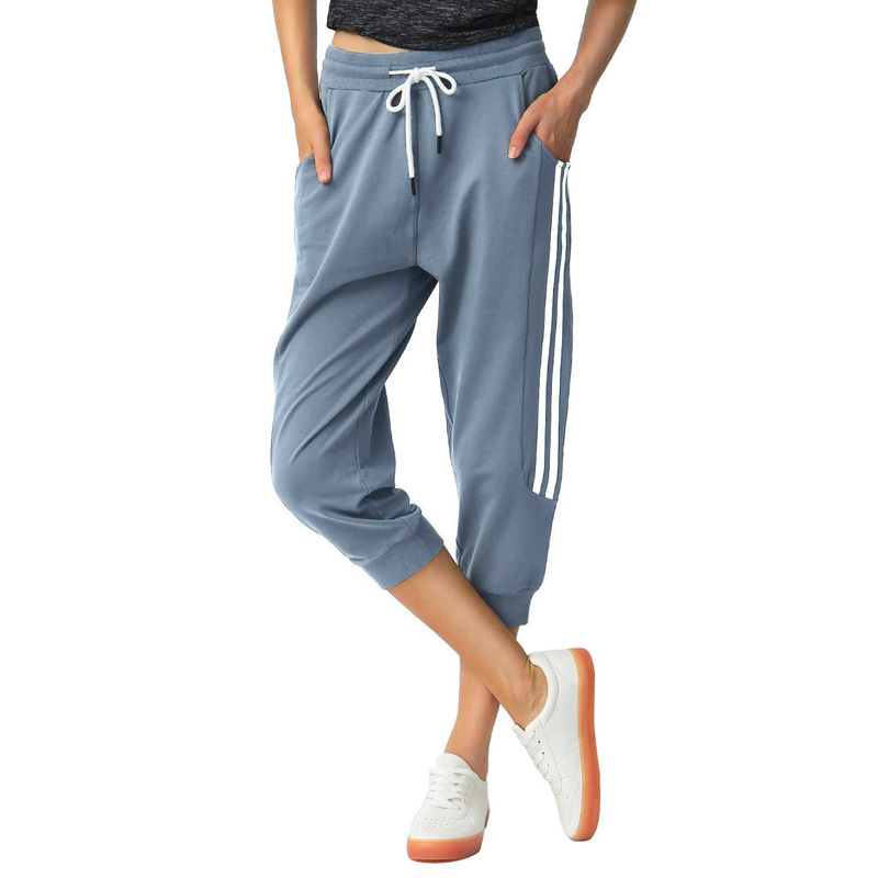 Cross-Border 2025 New Women's Cropped Jogger Pants with Pockets, Elastic Waist, and Drawstring Sweatpants